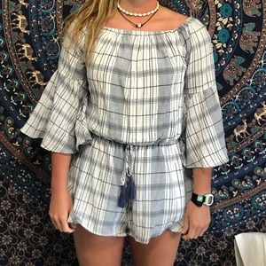 Navy and White Romper